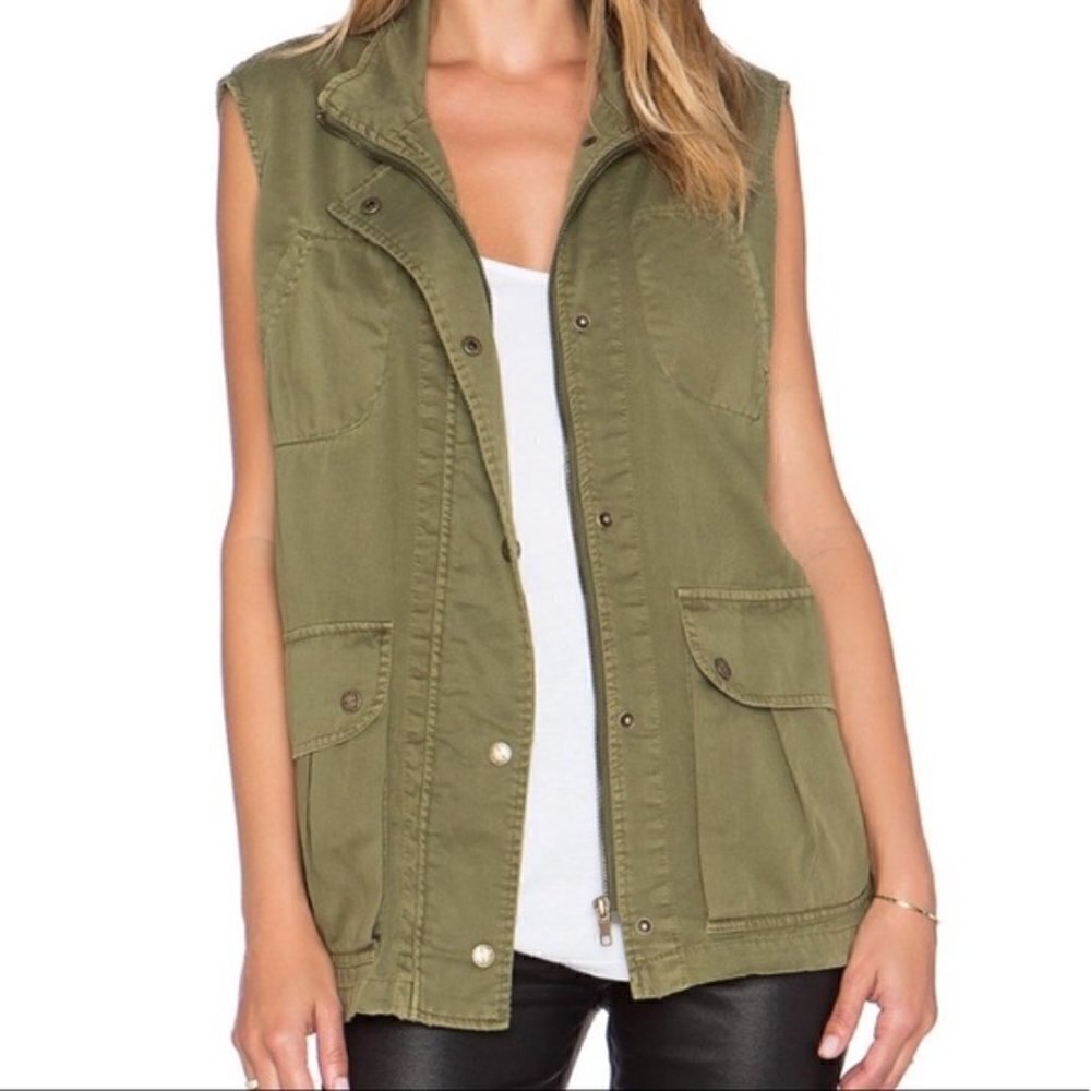 Current/Elliott Women's Green An Easy Military Vest Size 0 (XS) Style 4393-0635
